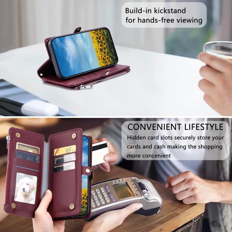 For Google Pixel 10 / 10 Pro Leather Stitching Multi-card Slot Zipper Phone Case