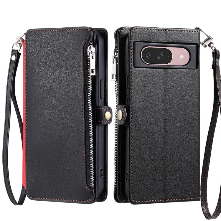 For Google Pixel 10 / 10 Pro Leather Stitching Multi-card Slot Zipper Phone Case