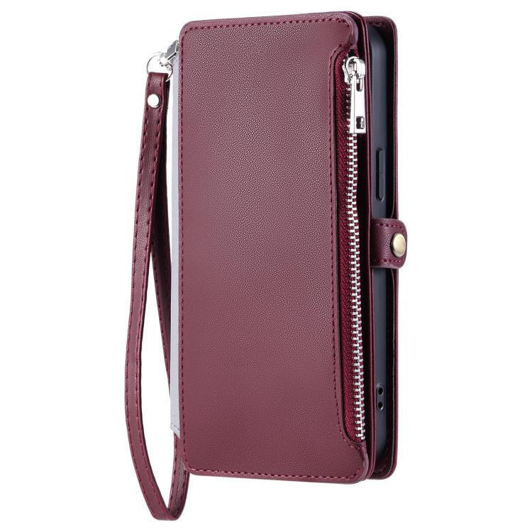 For Google Pixel 10a Leather Stitching Multi-card Slot Zipper Phone Case