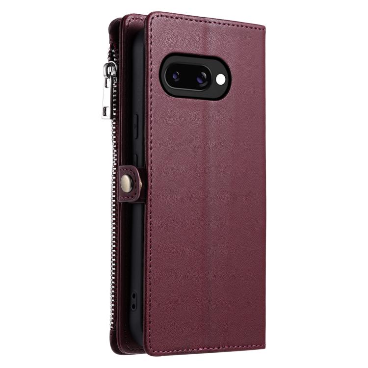 For Google Pixel 10a Leather Stitching Multi-card Slot Zipper Phone Case