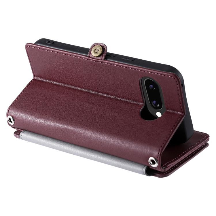 For Google Pixel 10a Leather Stitching Multi-card Slot Zipper Phone Case