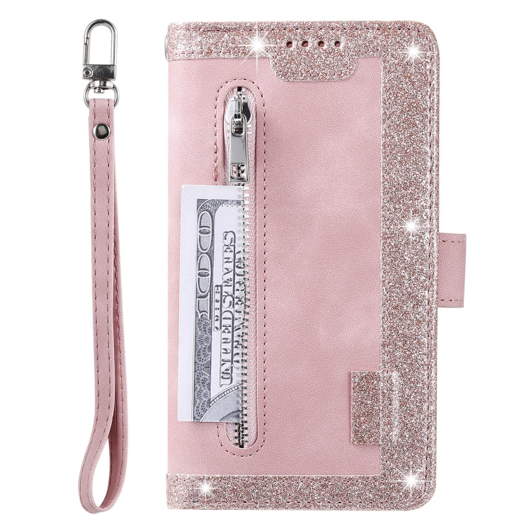 For Google Pixel 9a Nine Card Zipper Bag Leather Phone Case with Lanyard