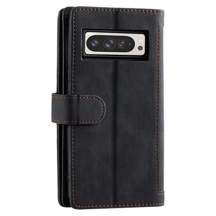 For Google Pixel 10 Pro XL Nine Card Zipper Bag Leather Phone Case with Lanyard
