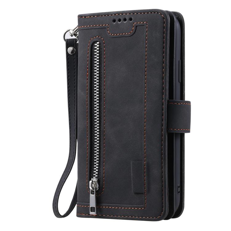 For Google Pixel 10 / 10 Pro Nine Card Zipper Bag Leather Phone Case with Lanyard