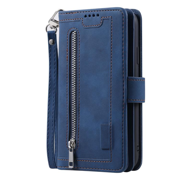 For Google Pixel 10 / 10 Pro Nine Card Zipper Bag Leather Phone Case with Lanyard