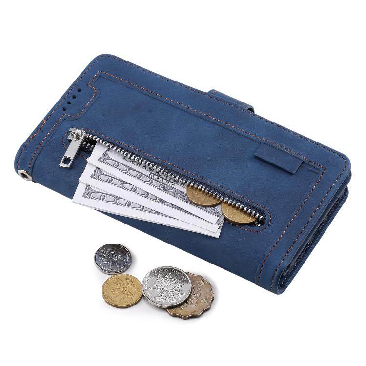 For Google Pixel 10 / 10 Pro Nine Card Zipper Bag Leather Phone Case with Lanyard