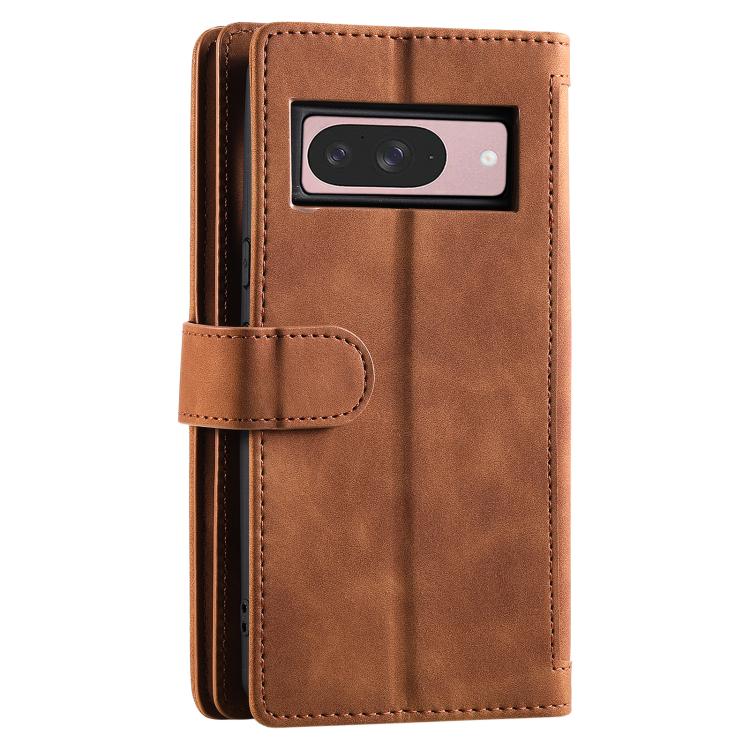 For Google Pixel 10 / 10 Pro Nine Card Zipper Bag Leather Phone Case with Lanyard