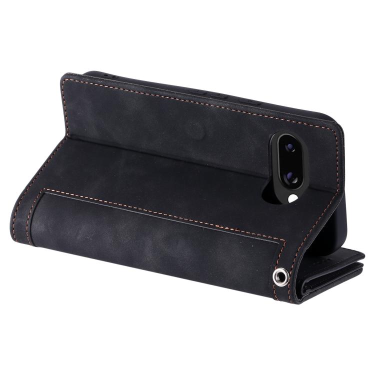 For Google Pixel 10a Nine Card Zipper Bag Leather Phone Case with Lanyard