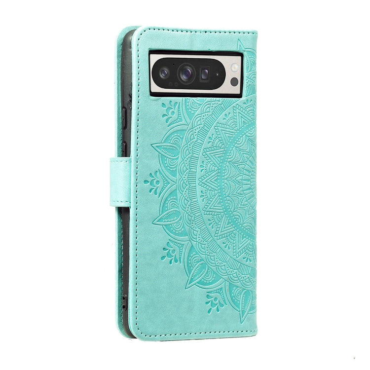 For Google Pixel 9 Pro XL Totem Flower Embossed Leather Phone Case with Lanyard