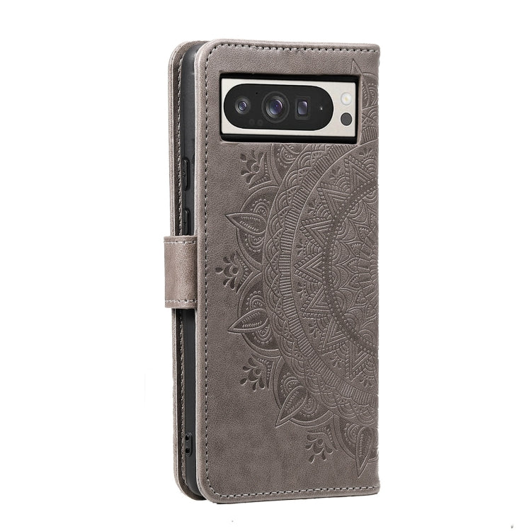 For Google Pixel 9 Pro XL Totem Flower Embossed Leather Phone Case with Lanyard
