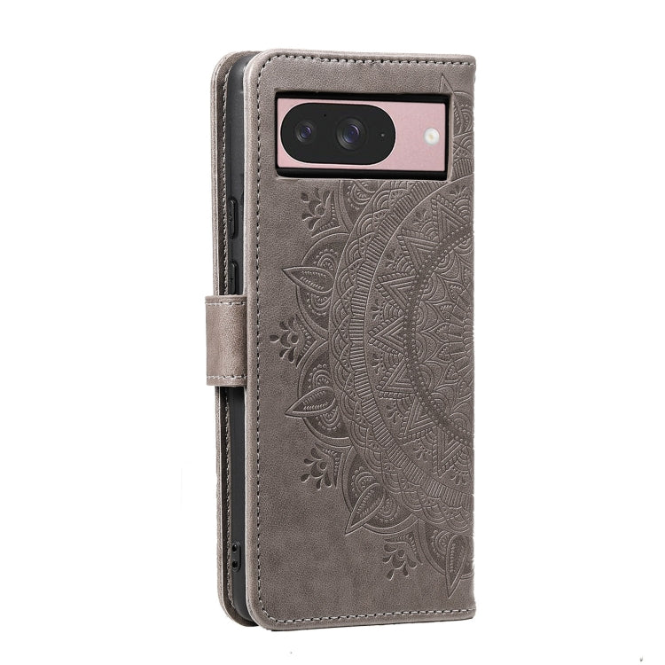 For Google Pixel 9 / 9 Pro Totem Flower Embossed Leather Phone Case with Lanyard