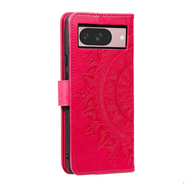 For Google Pixel 9 / 9 Pro Totem Flower Embossed Leather Phone Case with Lanyard