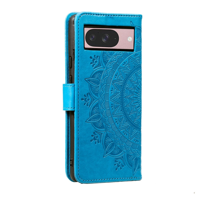 For Google Pixel 9 / 9 Pro Totem Flower Embossed Leather Phone Case with Lanyard