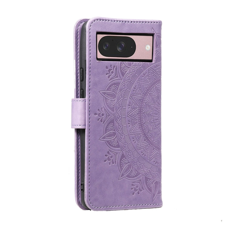 For Google Pixel 9 / 9 Pro Totem Flower Embossed Leather Phone Case with Lanyard