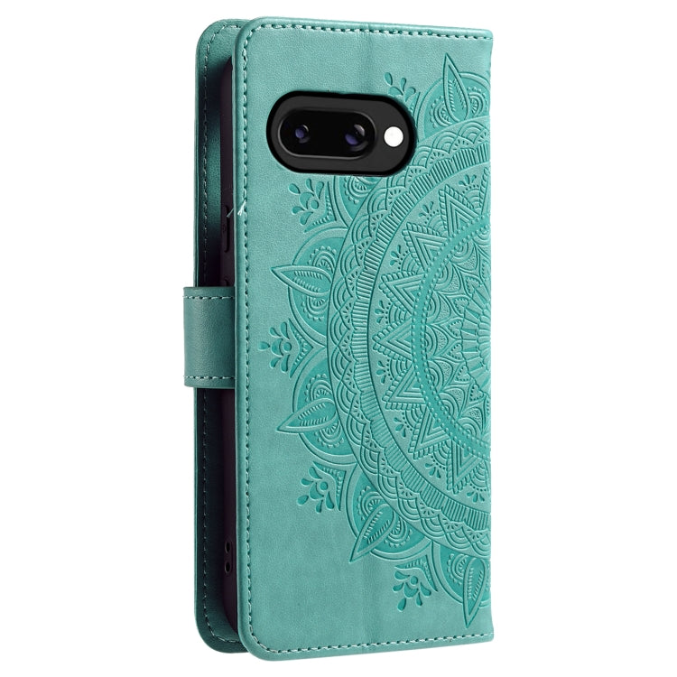For Google Pixel 9a Totem Flower Embossed Leather Phone Case with Lanyard
