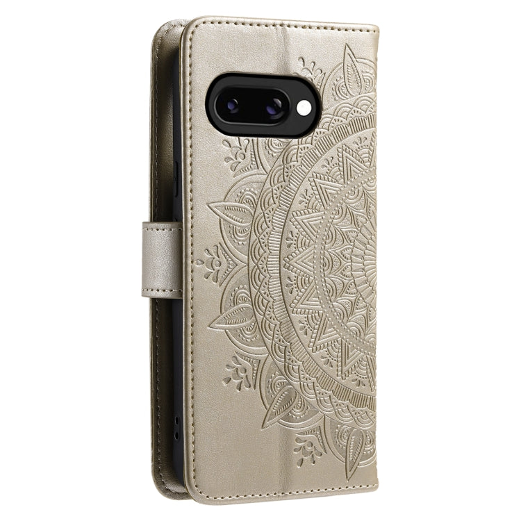 For Google Pixel 9a Totem Flower Embossed Leather Phone Case with Lanyard