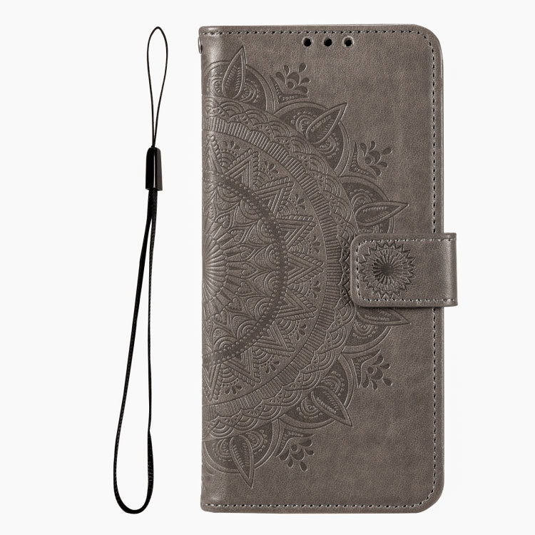 For Google Pixel 9a Totem Flower Embossed Leather Phone Case with Lanyard