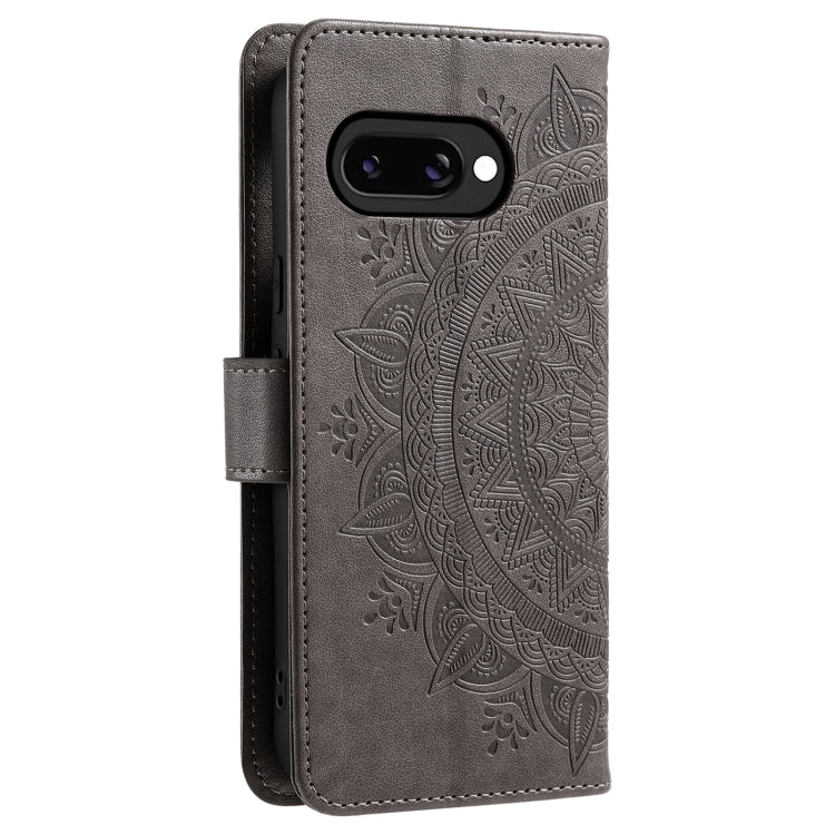 For Google Pixel 9a Totem Flower Embossed Leather Phone Case with Lanyard