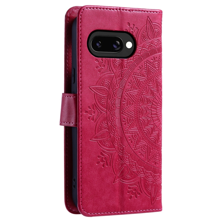 For Google Pixel 9a Totem Flower Embossed Leather Phone Case with Lanyard