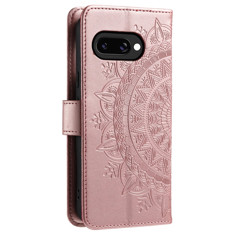 For Google Pixel 9a Totem Flower Embossed Leather Phone Case with Lanyard
