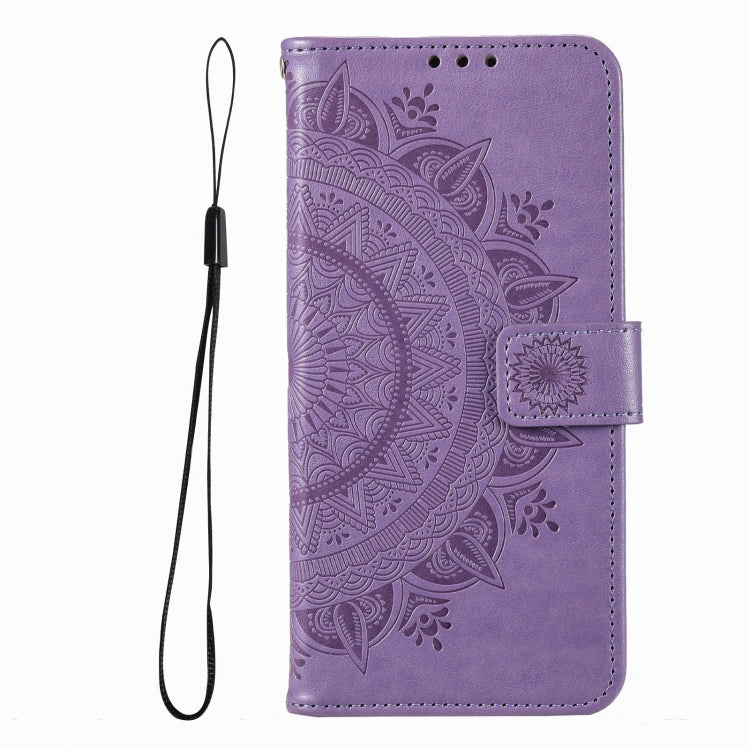 For Google Pixel 9a Totem Flower Embossed Leather Phone Case with Lanyard