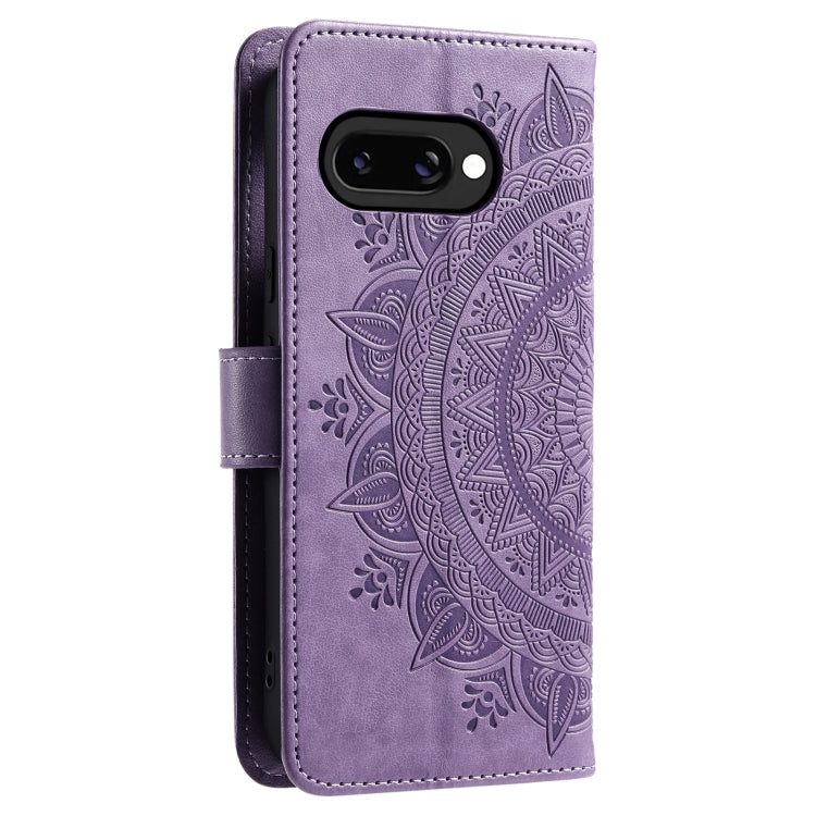 For Google Pixel 9a Totem Flower Embossed Leather Phone Case with Lanyard