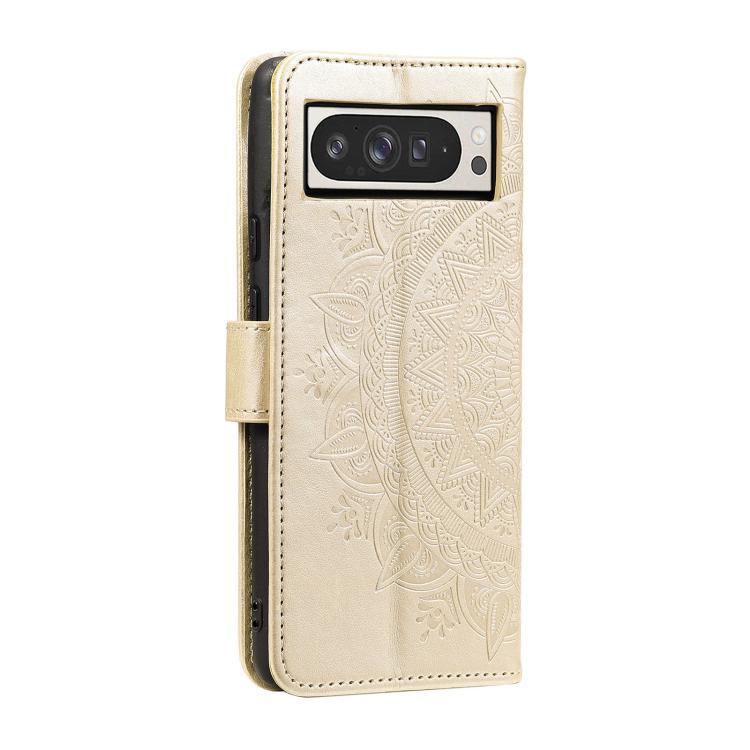 For Google Pixel 10 Pro XL Totem Flower Embossed Leather Phone Case with Lanyard