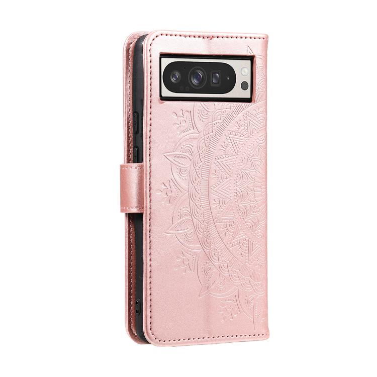 For Google Pixel 10 Pro XL Totem Flower Embossed Leather Phone Case with Lanyard