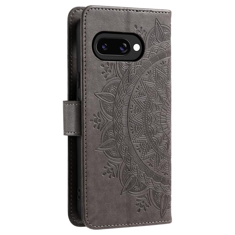 For Google Pixel 10a Totem Flower Embossed Leather Phone Case with Lanyard
