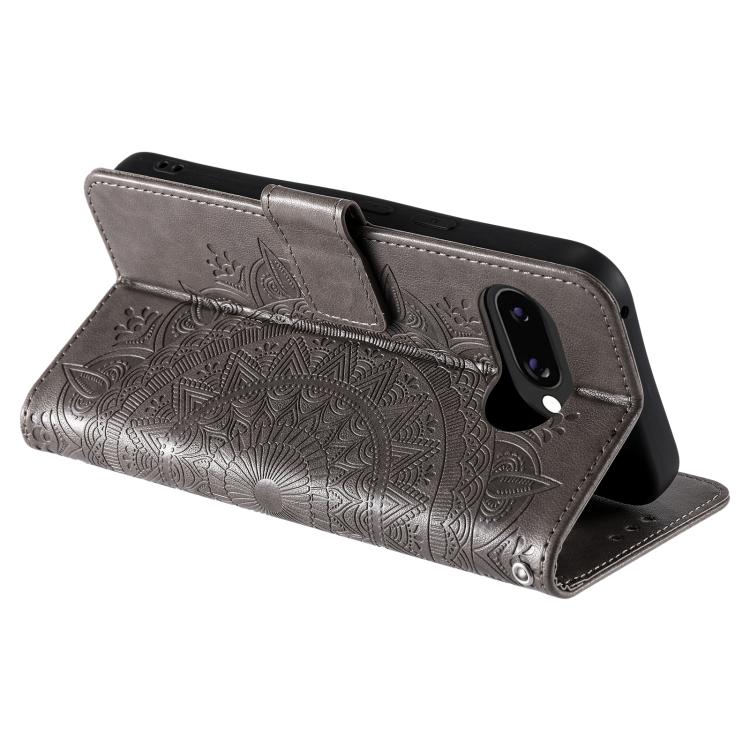 For Google Pixel 10a Totem Flower Embossed Leather Phone Case with Lanyard