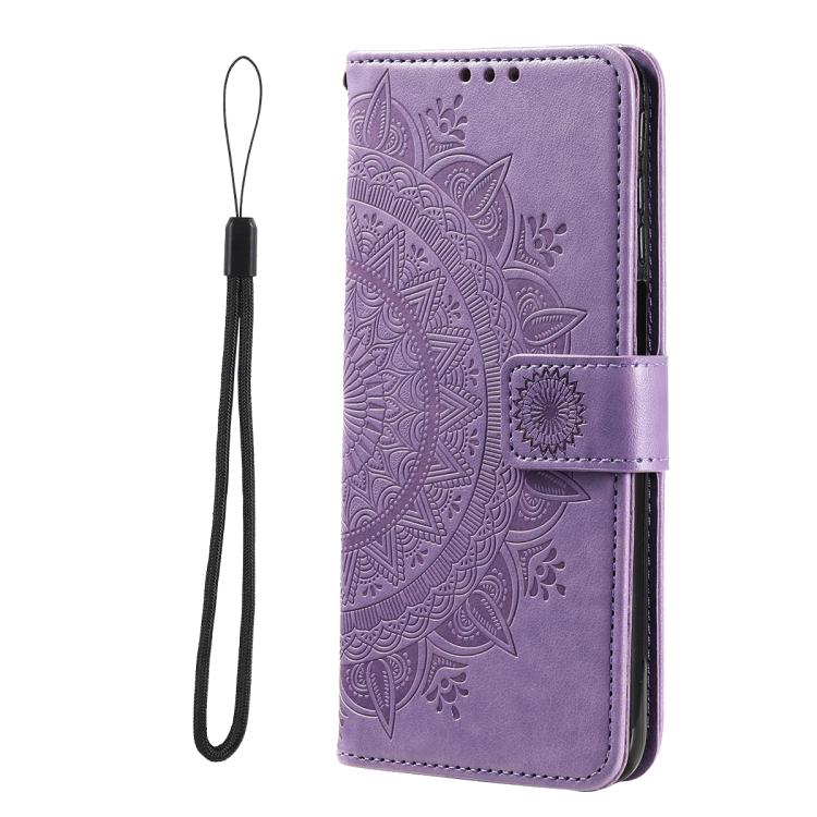 For Google Pixel 10a Totem Flower Embossed Leather Phone Case with Lanyard