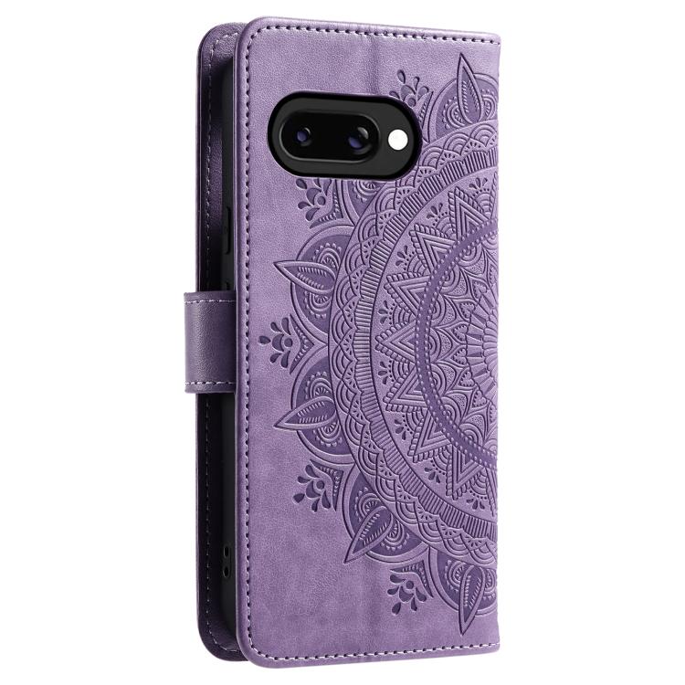 For Google Pixel 10a Totem Flower Embossed Leather Phone Case with Lanyard