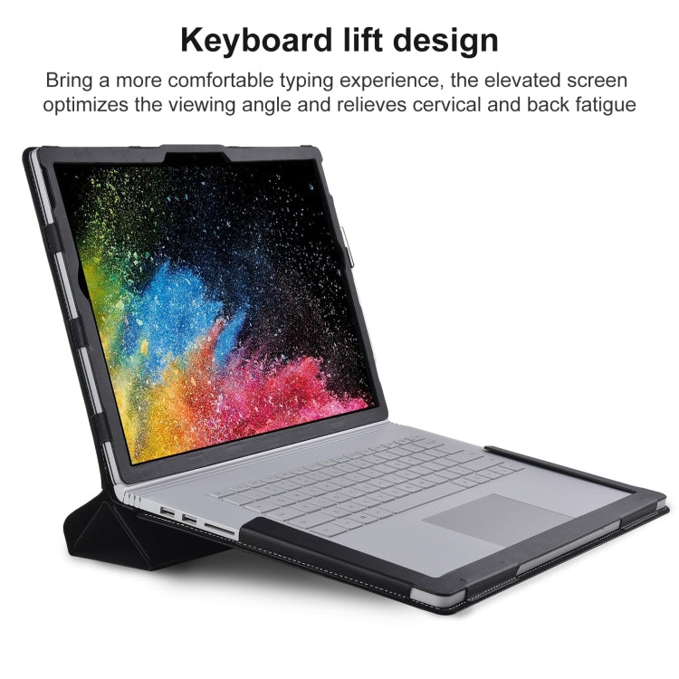 For Microsoft Surface Book 3 / 2 / 1 15 inch Deformation All-inclusive Leather Laptop Case - Black