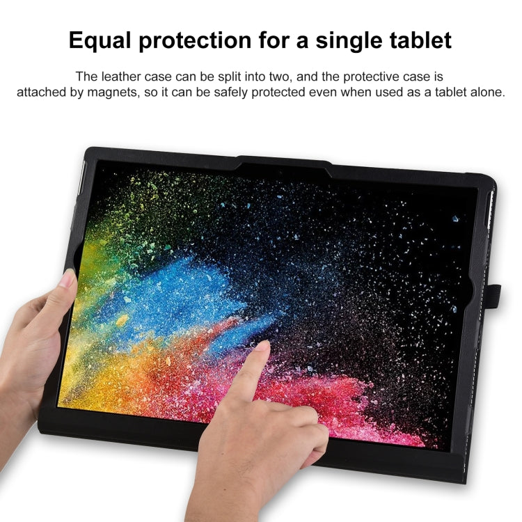For Microsoft Surface Book 3 / 2 / 1 15 inch Deformation All-inclusive Leather Laptop Case - Black