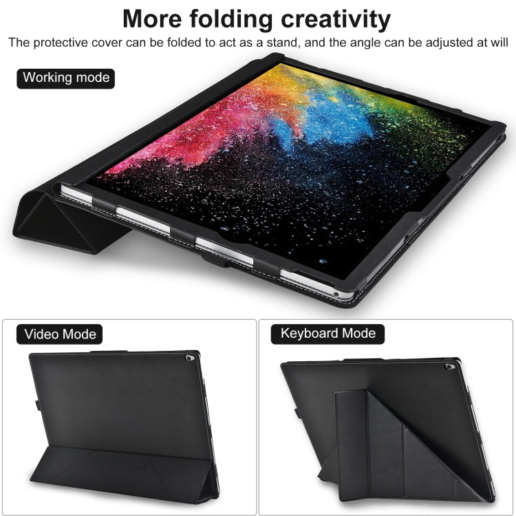 For Microsoft Surface Book 3 / 2 / 1 15 inch Deformation All-inclusive Leather Laptop Case - Black