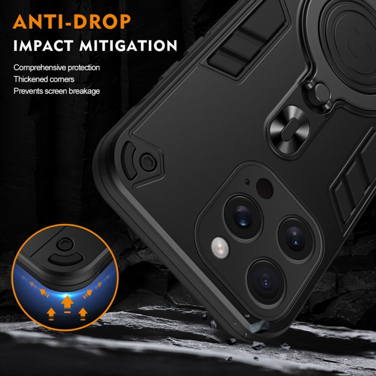 For iPhone 15 Pro Max Metal Ring 360 Degree Rotating Holder PC Hybrid TPU Phone Case