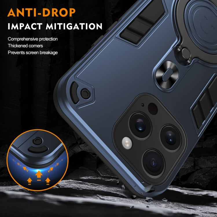 For iPhone 15 Pro Max Metal Ring 360 Degree Rotating Holder PC Hybrid TPU Phone Case