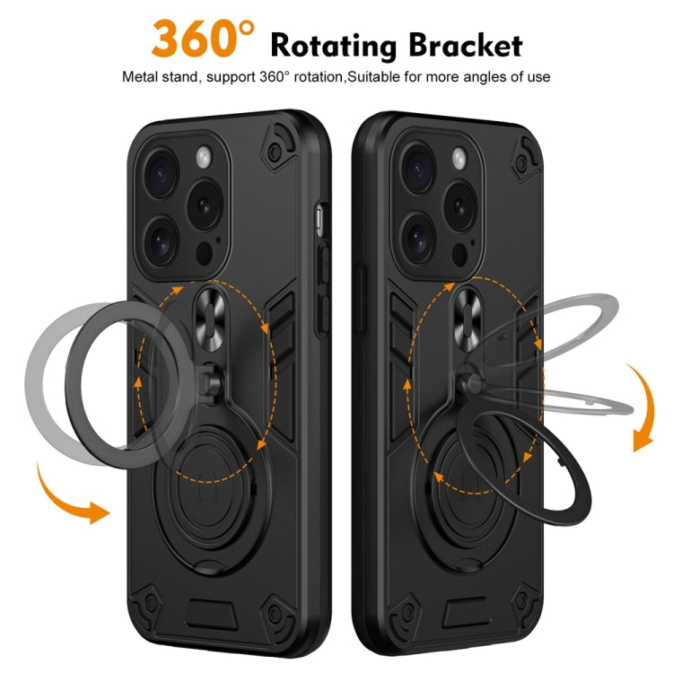 For iPhone 15 Pro Metal Ring 360 Degree Rotating Holder PC Hybrid TPU Phone Case