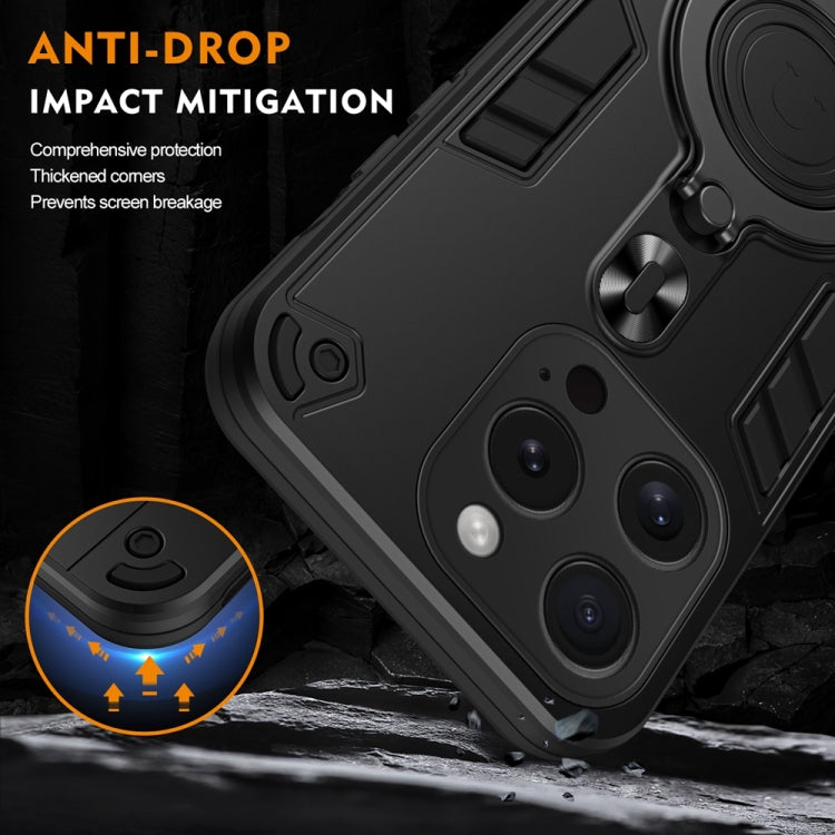 For iPhone 15 Pro Metal Ring 360 Degree Rotating Holder PC Hybrid TPU Phone Case