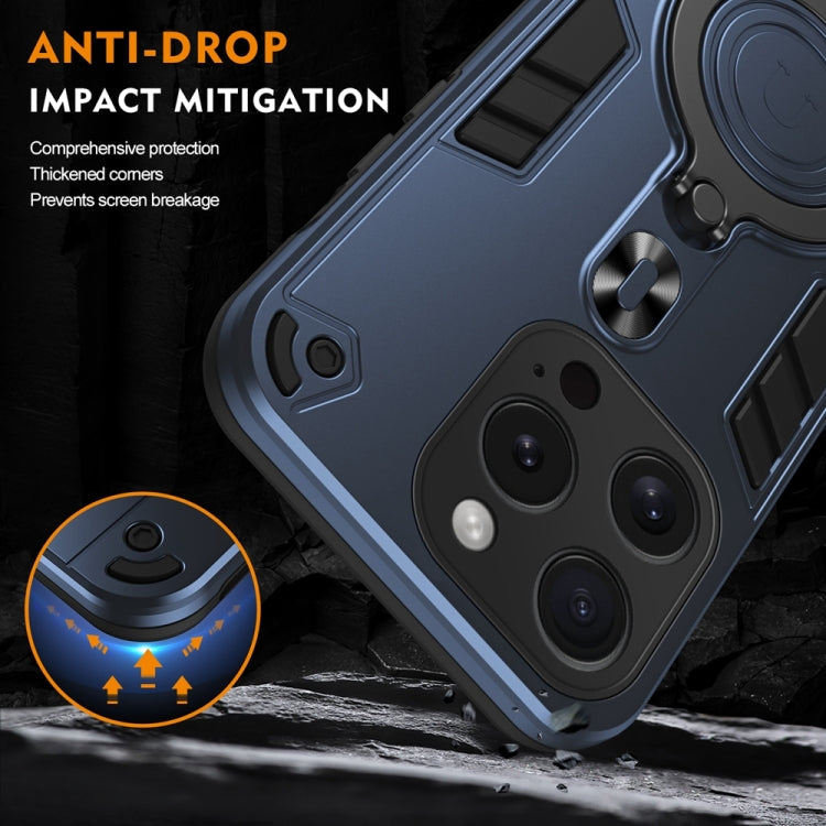 For iPhone 15 Pro Metal Ring 360 Degree Rotating Holder PC Hybrid TPU Phone Case