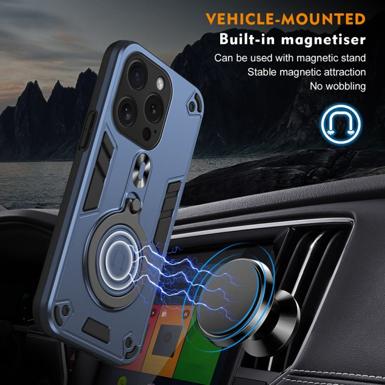 For iPhone 15 Pro Metal Ring 360 Degree Rotating Holder PC Hybrid TPU Phone Case