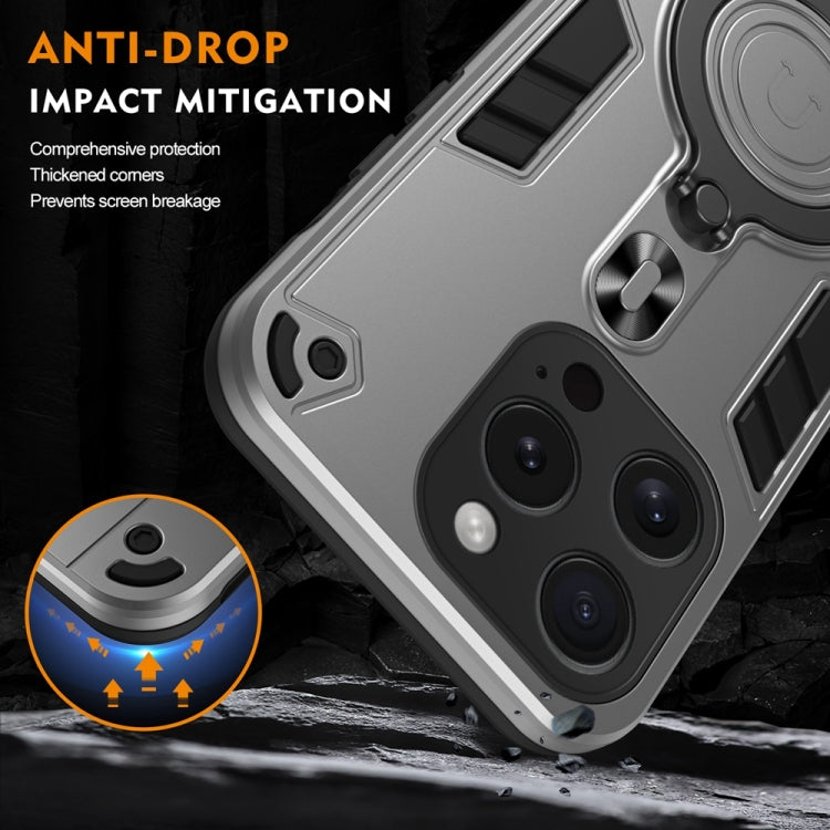 For iPhone 15 Pro Metal Ring 360 Degree Rotating Holder PC Hybrid TPU Phone Case