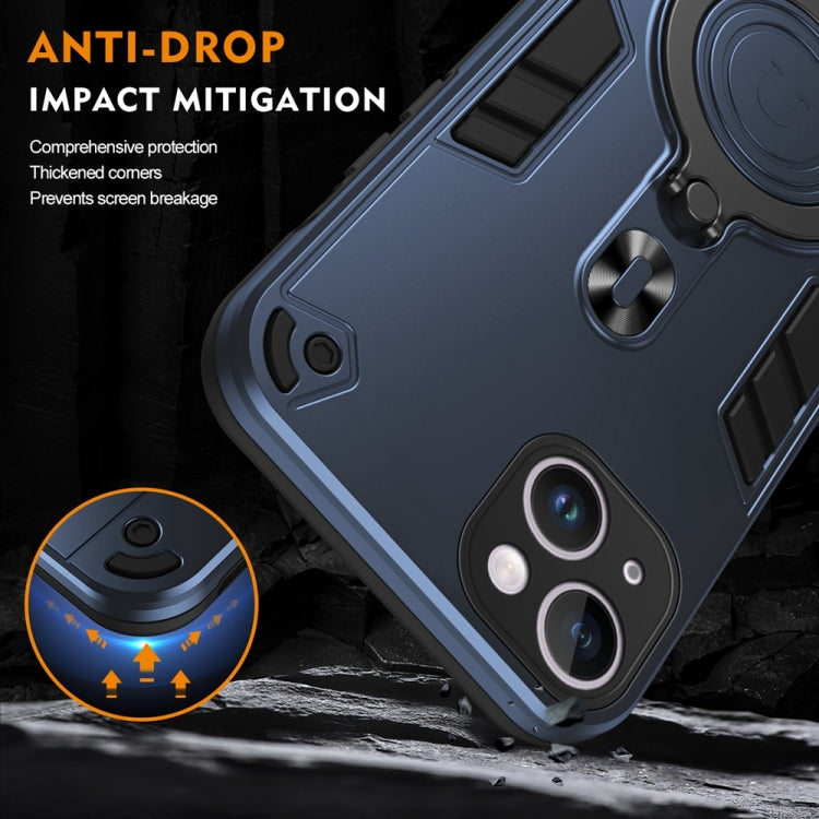 For iPhone 15 Plus Metal Ring 360 Degree Rotating Holder PC Hybrid TPU Phone Case