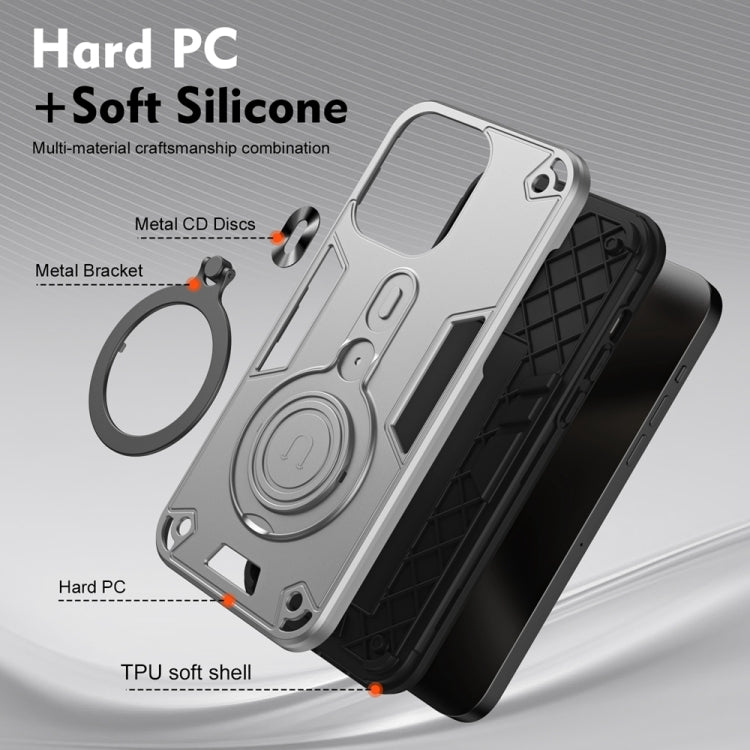 For iPhone 15 Plus Metal Ring 360 Degree Rotating Holder PC Hybrid TPU Phone Case