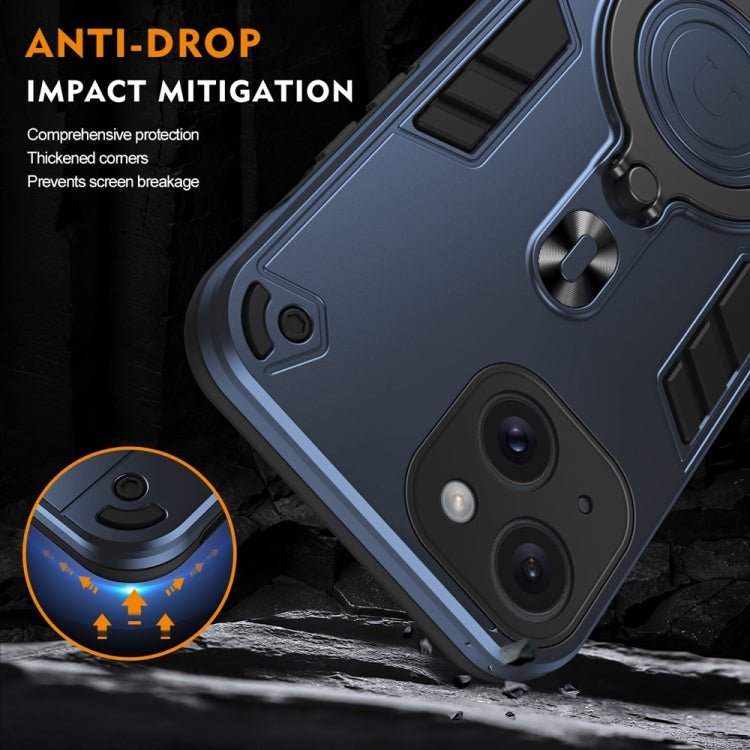 For iPhone 15 Metal Ring 360 Degree Rotating Holder PC Hybrid TPU Phone Case