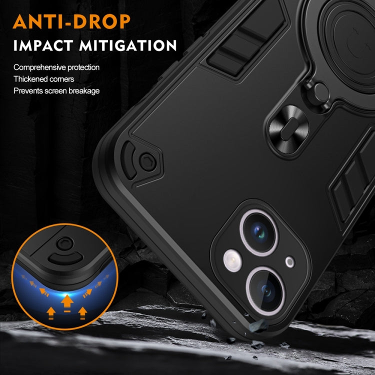 For iPhone 14 Plus Metal Ring 360 Degree Rotating Holder PC Hybrid TPU Phone Case