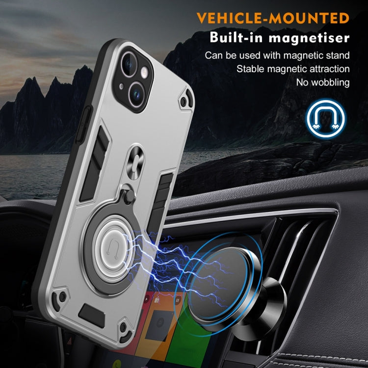 For iPhone 14 Plus Metal Ring 360 Degree Rotating Holder PC Hybrid TPU Phone Case