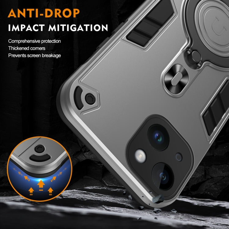 For iPhone 14 Metal Ring 360 Degree Rotating Holder PC Hybrid TPU Phone Case