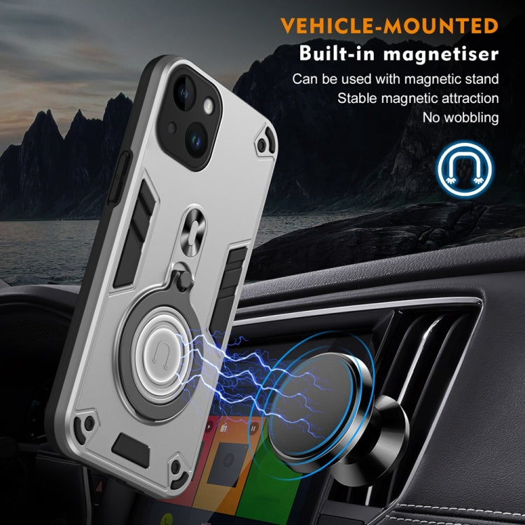 For iPhone 14 Metal Ring 360 Degree Rotating Holder PC Hybrid TPU Phone Case