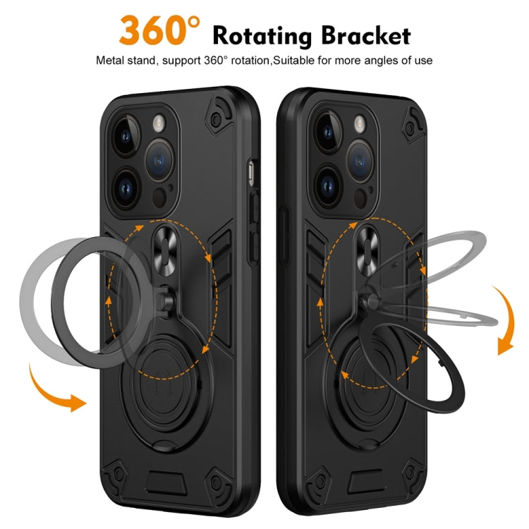 For iPhone 14 Pro Metal Ring 360 Degree Rotating Holder PC Hybrid TPU Phone Case